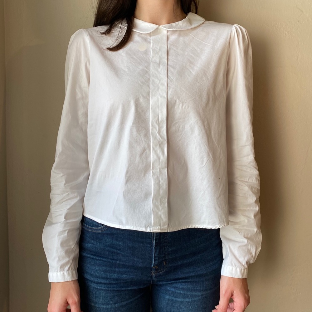 ZARA Peter Pan Collared Blouse Long-Sleeved